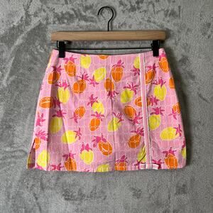 Vintage Lilly Pulitzer Pink Pineapple Print Mini Skort Wrap Style Zip Accent 2